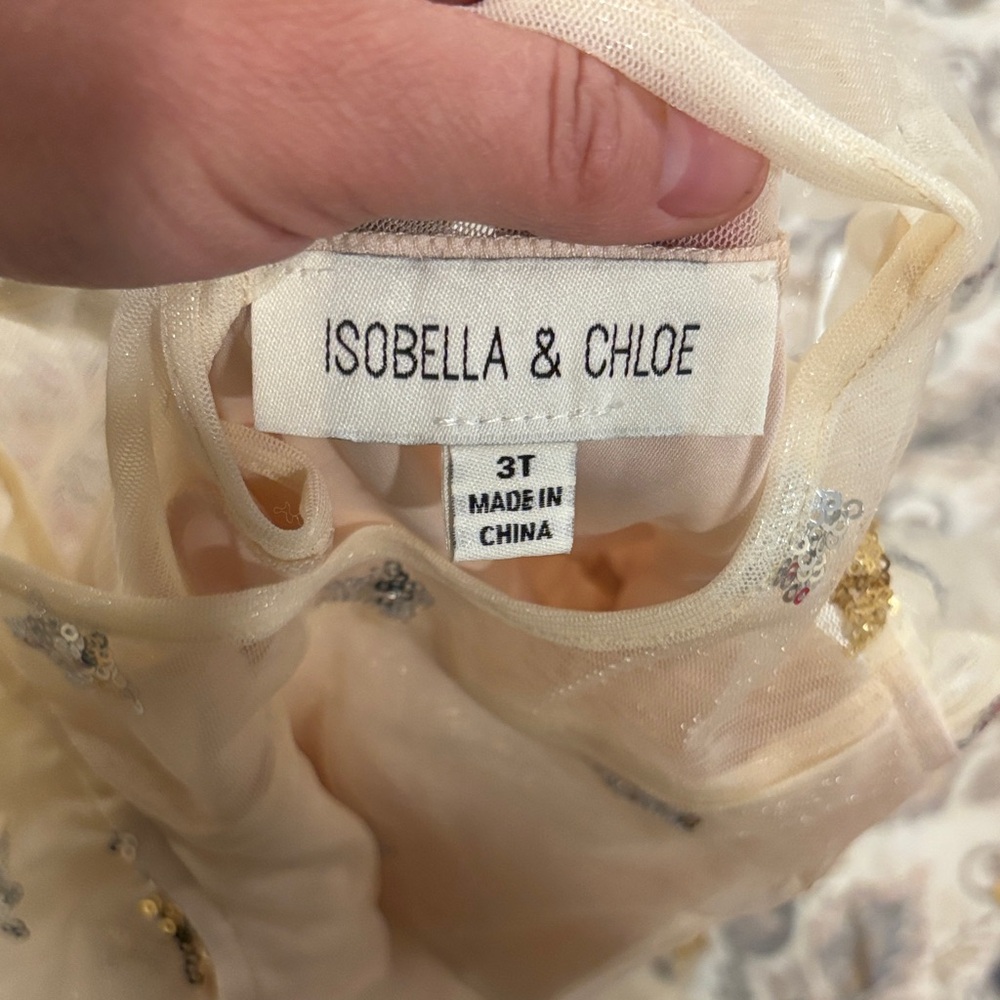 Isobella & Chloe Cream Dress with Gold and Silver Accents - Picture 2 of 3